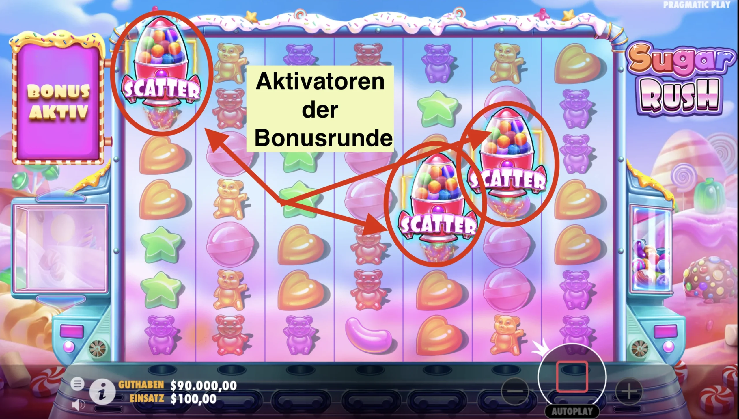 Activate the free spins in Sugar Rush
