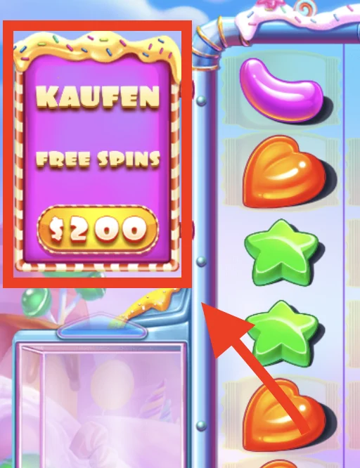 FREE SPINS Bouton d'achat rond dans Sugar Rush