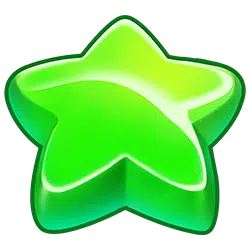 Simbolo stella vincente quando 5 o più simboli sono raccolti orizzontalmente o verticalmente, simboli di livello intermedio.